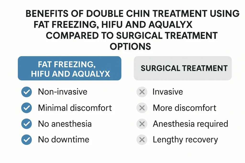 Graphic about the benefits of double chin treatment Staffordshire - from LA LIPO