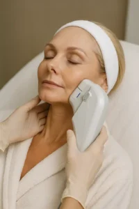 Woman receiving HIFU non surgical facelift treatment Staffordshire